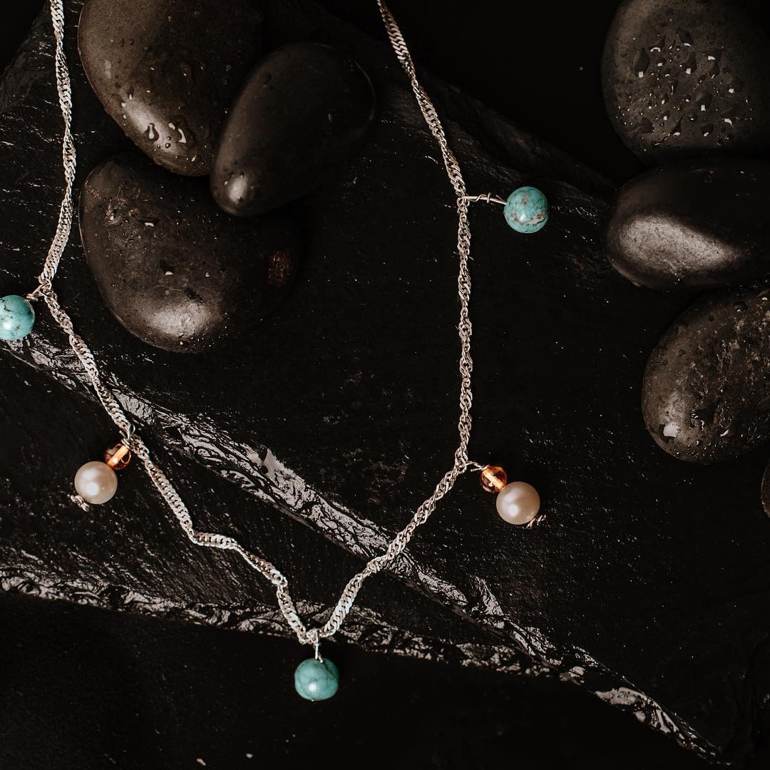 Turquoise Pearl And Quartz Necklace