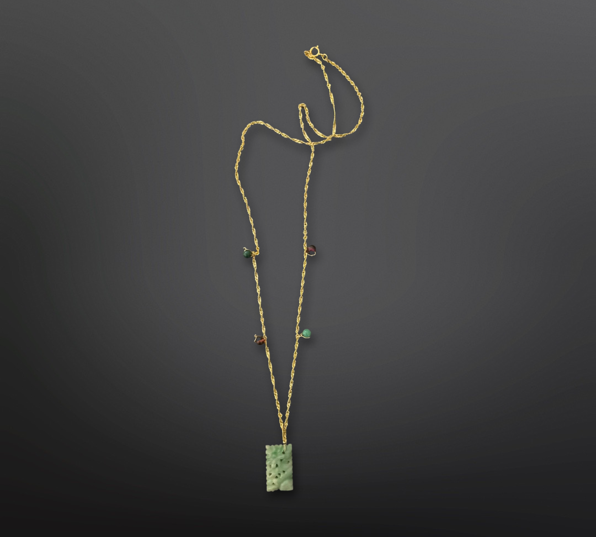 Carved Flower Jade Necklace