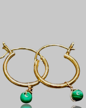 Load image into Gallery viewer, Malachite Lock Hoop Earrings

