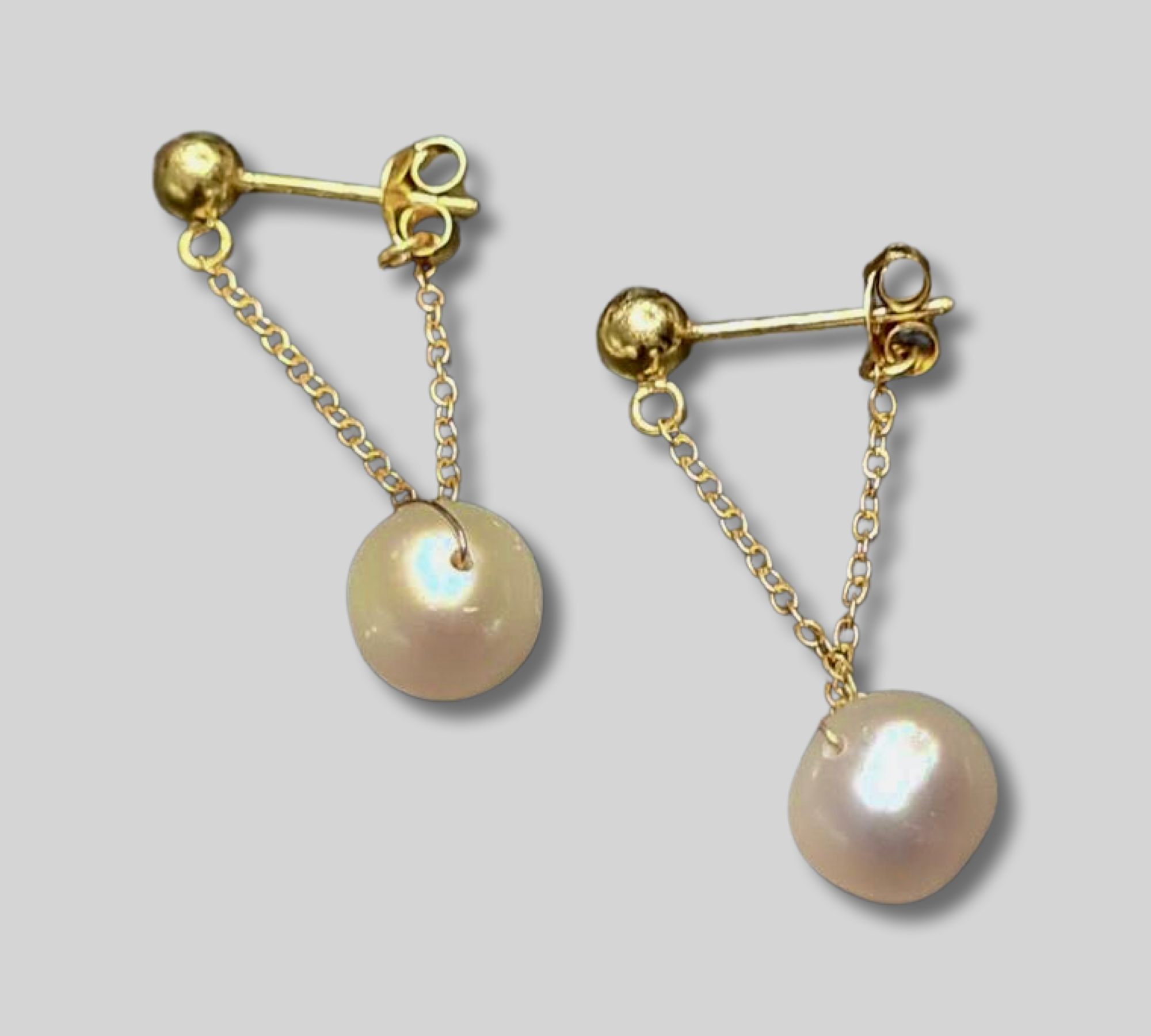 Pearl Drop Chain Earrings