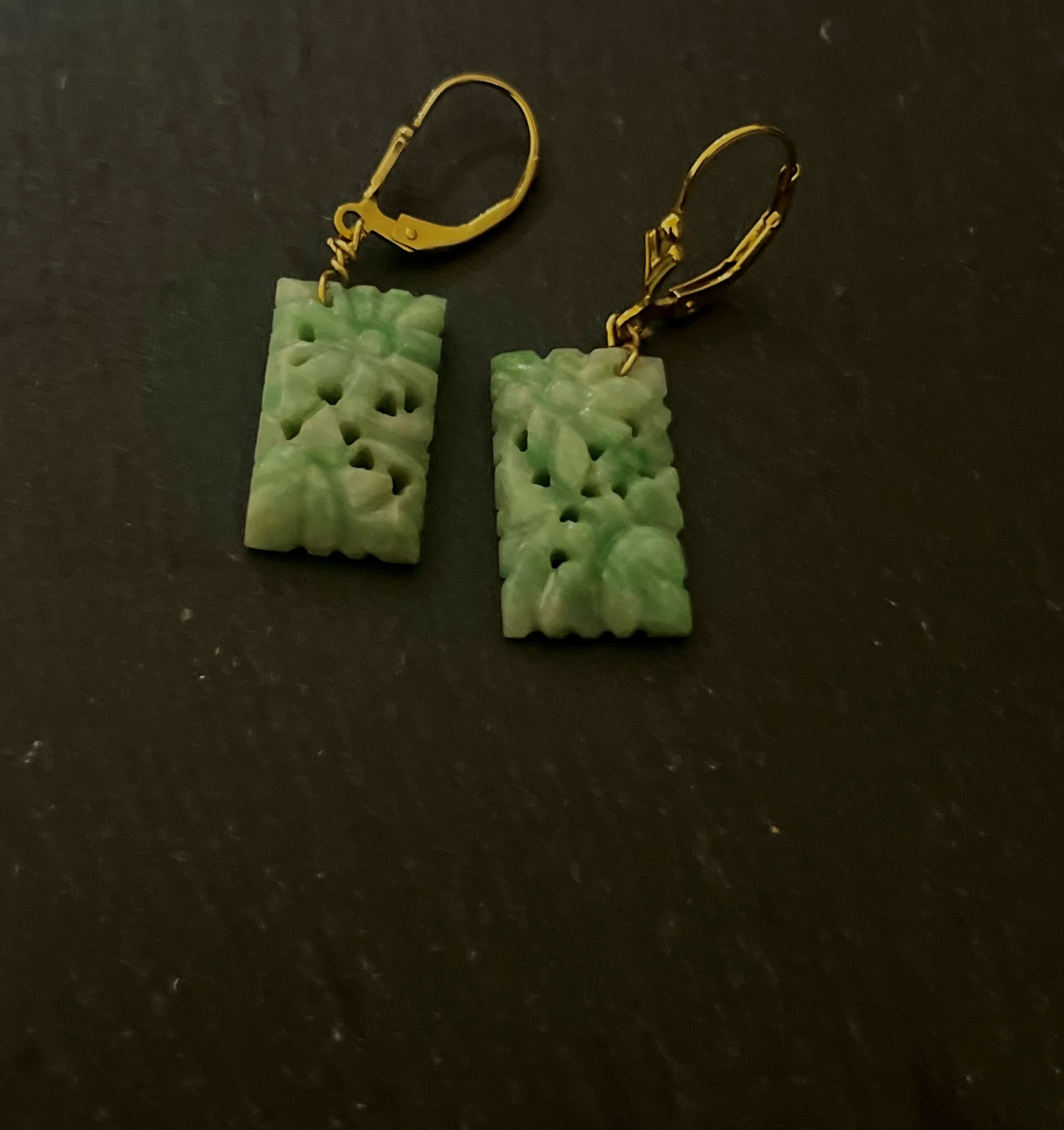 Carved Flower Print Jade Earrings